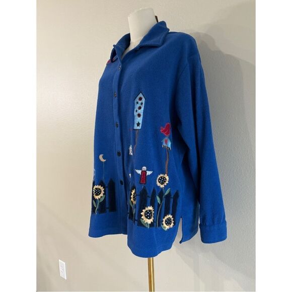 vintage the quacker factory fleece embroidered button front jacket - Picture 3 of 5